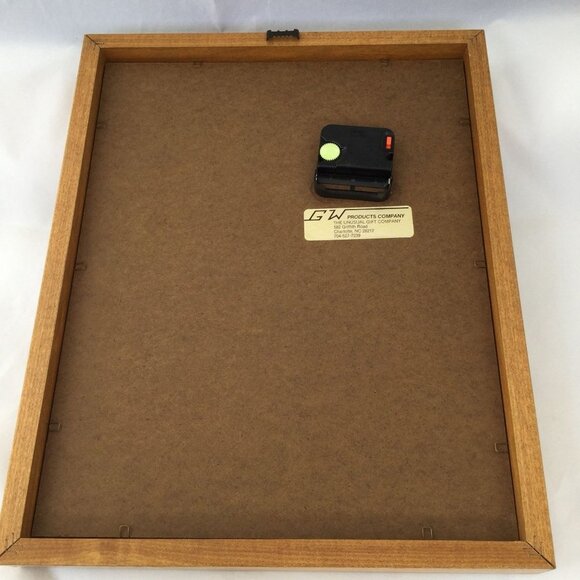 80s funny Gary Patterson print in wood framed clock Full Swing animated lady gol - Picture 3 of 7